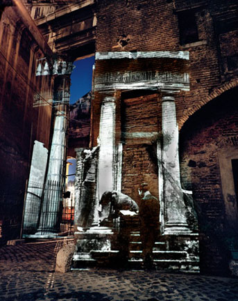 At Tower of the Fornicata, On Location Slide Projection, Rome Italy, 2002
