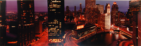 Looking North from 35E Wacker 200S--City Lights at Dusk, from the IBM Project