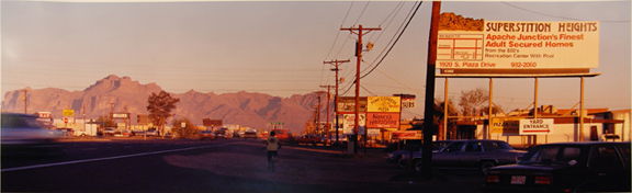 Eleven Ways to See the Superstitious Mountains: 1, Superstitions from Apache Junction Mountain Stop at 96th at Sunset