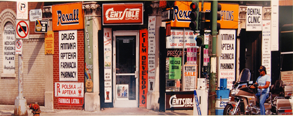 Drugstore with Multilingual Signs, Chicago