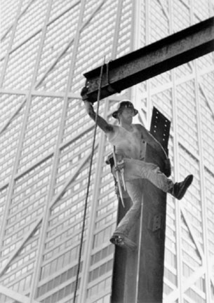 Ironworker Acrobat, 900 N. Michigan Avenue, from Changing Chicago