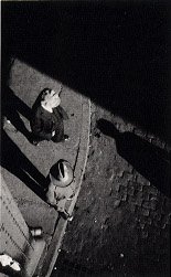 (New York Street Corner, High Angle View with Two Men)