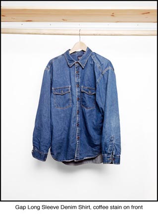 Gap Long Sleeve Denim Shirt, coffee stain on front, from the 