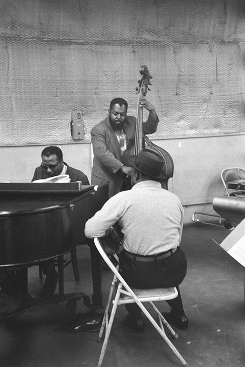 Theolonius Monk, Ahmed Abdul Malik and Count Basie, television studio, NYC