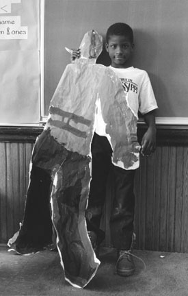 Lorenzo Thomas and his Self Portrait, Hans Christian Anderson Elementary School, Chicago, from Changing Chicago