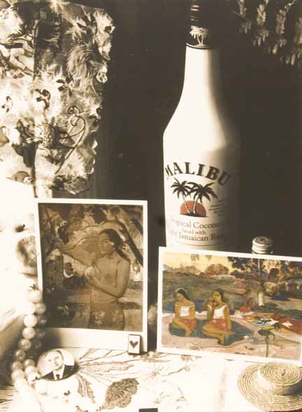 Untitled (Gauguin post cards in still life)