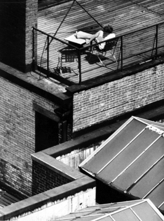 Greenwich Village, New York (woman on rooftop reading)