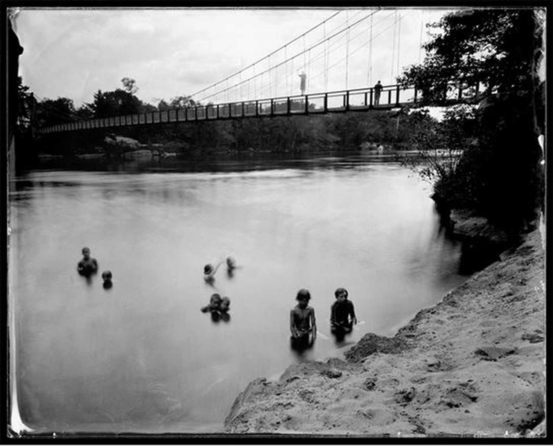 Swimmers, Swinging Bridge, Topsham, Maine, Androscoggin River