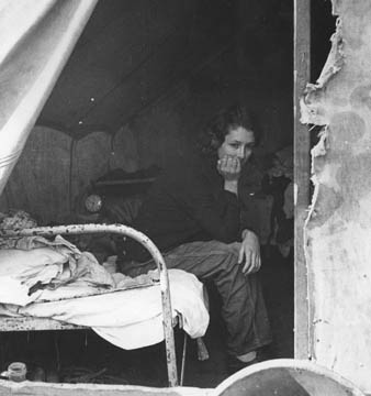 Daughter of migrant Tennessee coal miner. Living in the American River Camp near Sacramento, California