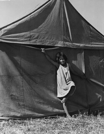 Child in Pea Picker's Camp Near Stockton, California
