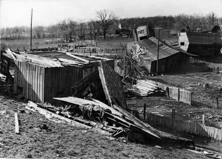 Damage done during the 1937 flood near Shawneetown, Illinois