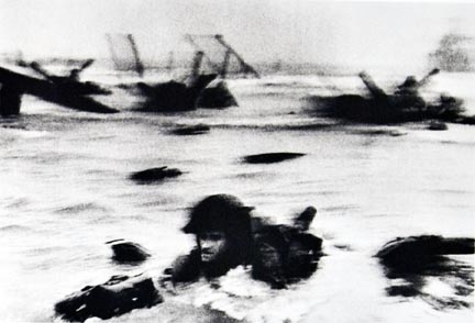 The first wave of American troops landing on D-Day, Omaha Beach, Normandy coast, France, from the 