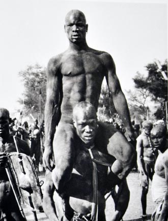 The victor of a Korongo Nuba wrestling match Kordofan, Southern Sudan, from the 