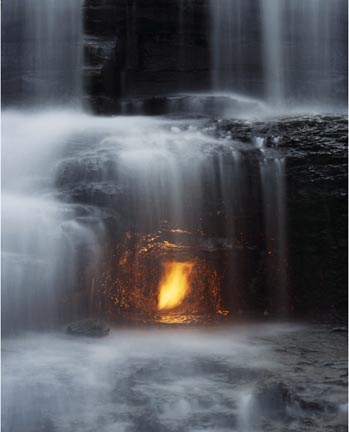 Untitled (flame in waterfall)