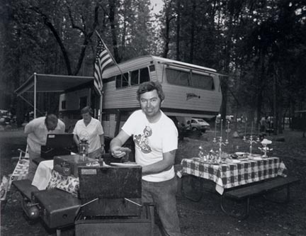 Every summer we go all out on our camp in Yosemite. I do the barbecuing.