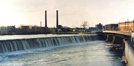 Pawtucket Falls, Merrimack River, Lowell, Mass (April 1991), from the 