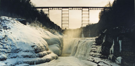 Upper Portageville Falls, Letchworth Falls, Letchworth Park, N.Y., March 1989, from the 