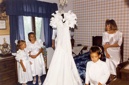 Hanging Icon: Wedding Dress and Attendants of Maria Hondros, from Changing Chicago