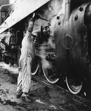 Engineer Oiling 4-6-2 Type Steam (Quebec) Locomotive, Canadian Pacific Railway, Montreal, Canada