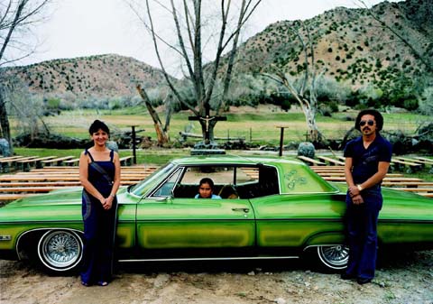 Paul, Annabelle, and Paula Medina, Chimayo, '68 Chevy Impala, from the 