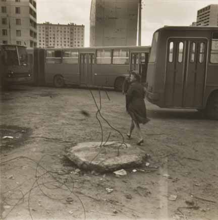 Moscow (woman in bus yard)