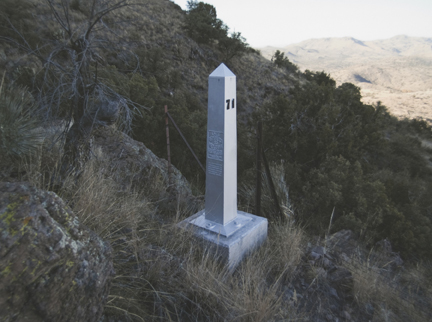 Border Monument No. 71, N 31° 19.944' W 109° 03.001', from the 